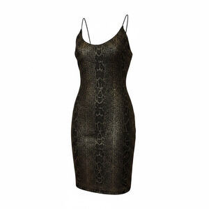 Alice + Olivia Delora Snake Effect Black Gold Disco Bodycon Dress Size 8